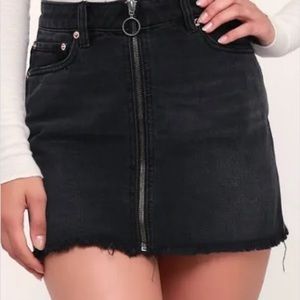 Free People Black Zip-Up Skirt, W28